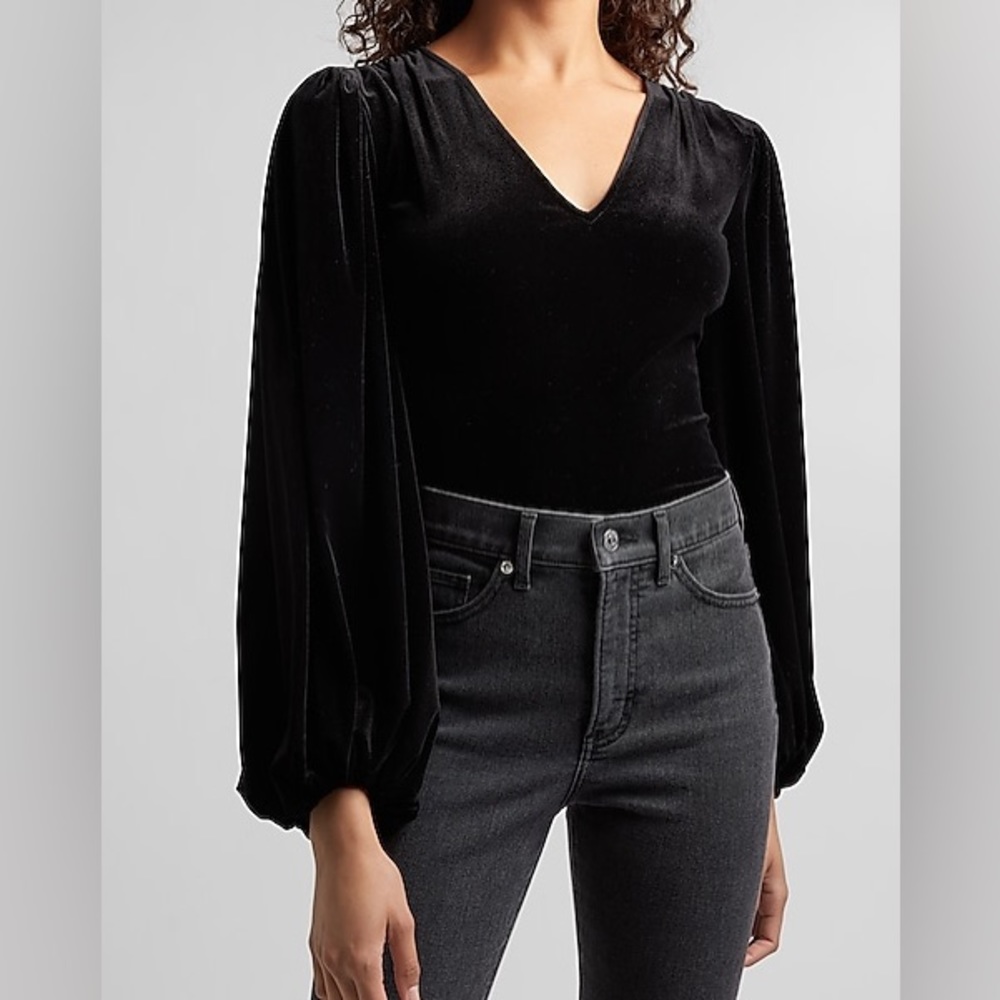 Express Black Velvet Bodysuit